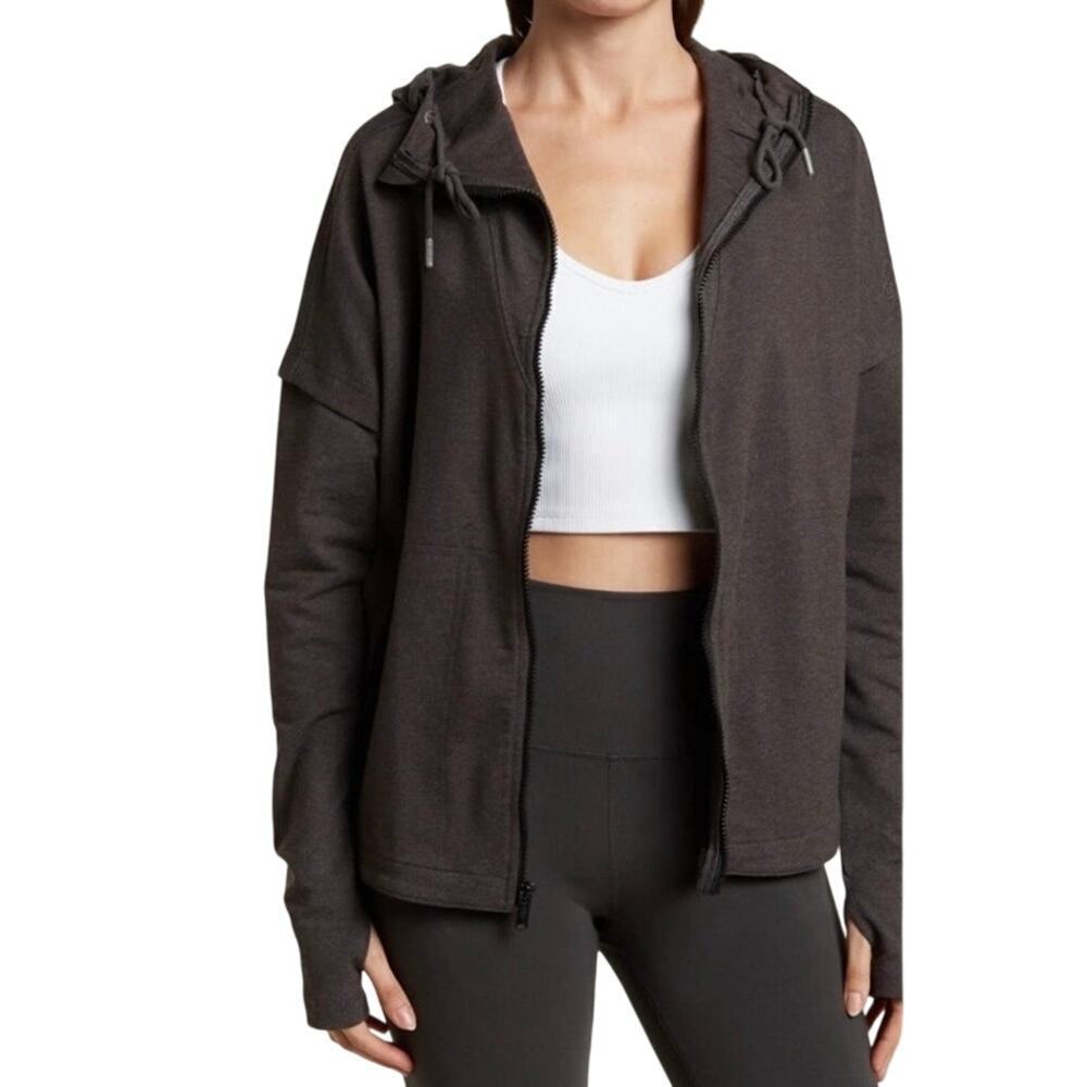 Free People Movement Sz XS Nothing But Sweats Zip-Up Hoodie in Charcoal